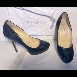 Jimmy Choo black glitter pump